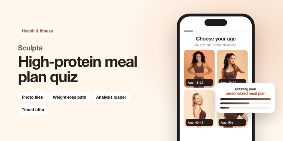 Sculpta · High-protein meal plan quiz template cover